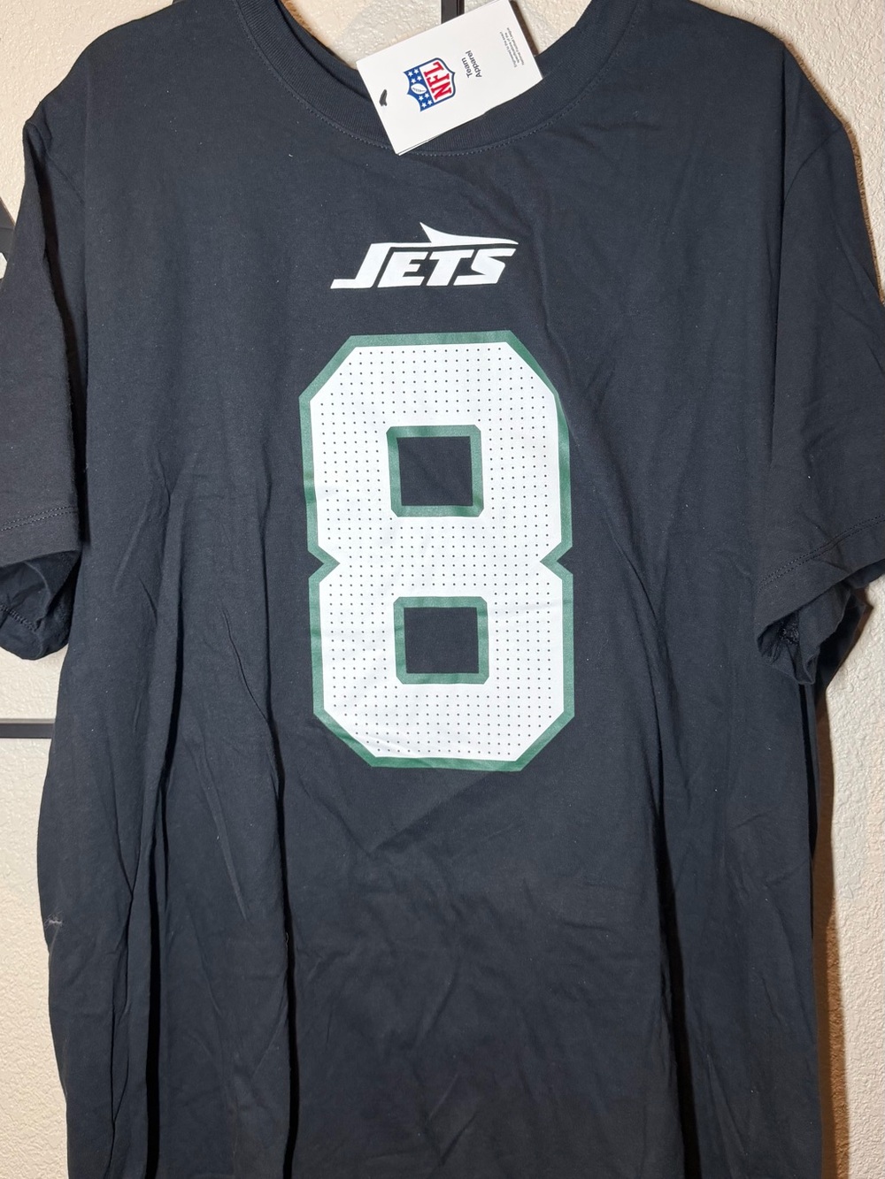 Nike Black Jets Tee with White and Green #8 Front Graphic